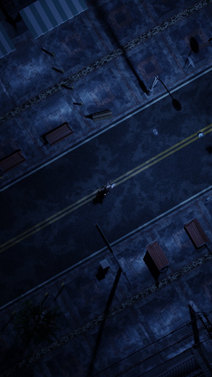 Vue de dessus de la rue, de nuit