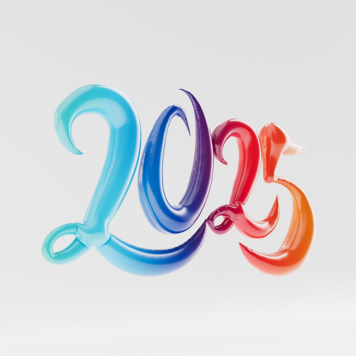 « 2025 » en ballons, vu de côté