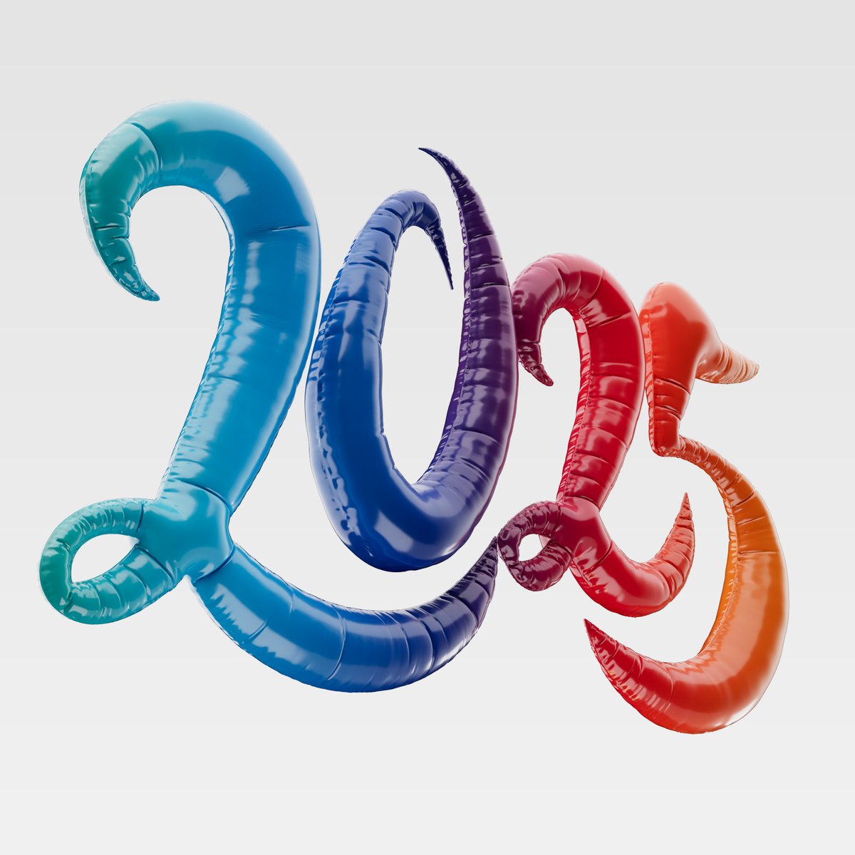 « 2025 » en ballons, vu de trois quarts