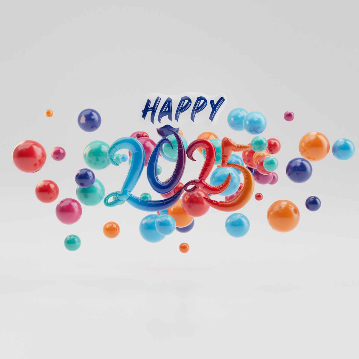 Happy 2025 avec des ballons serrés